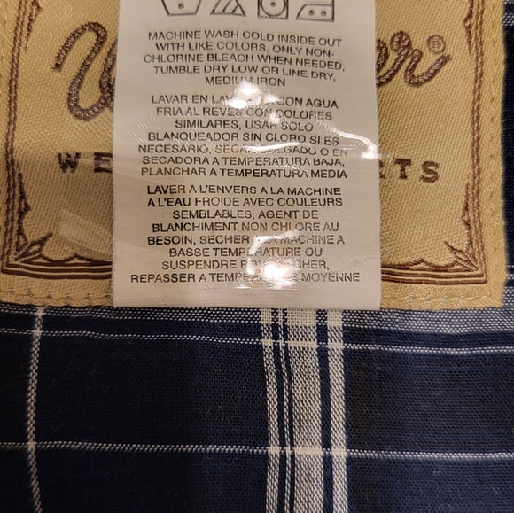 Wrangler mens western wear long sleeve navy plaid 2XL - Picture 6 of 7
